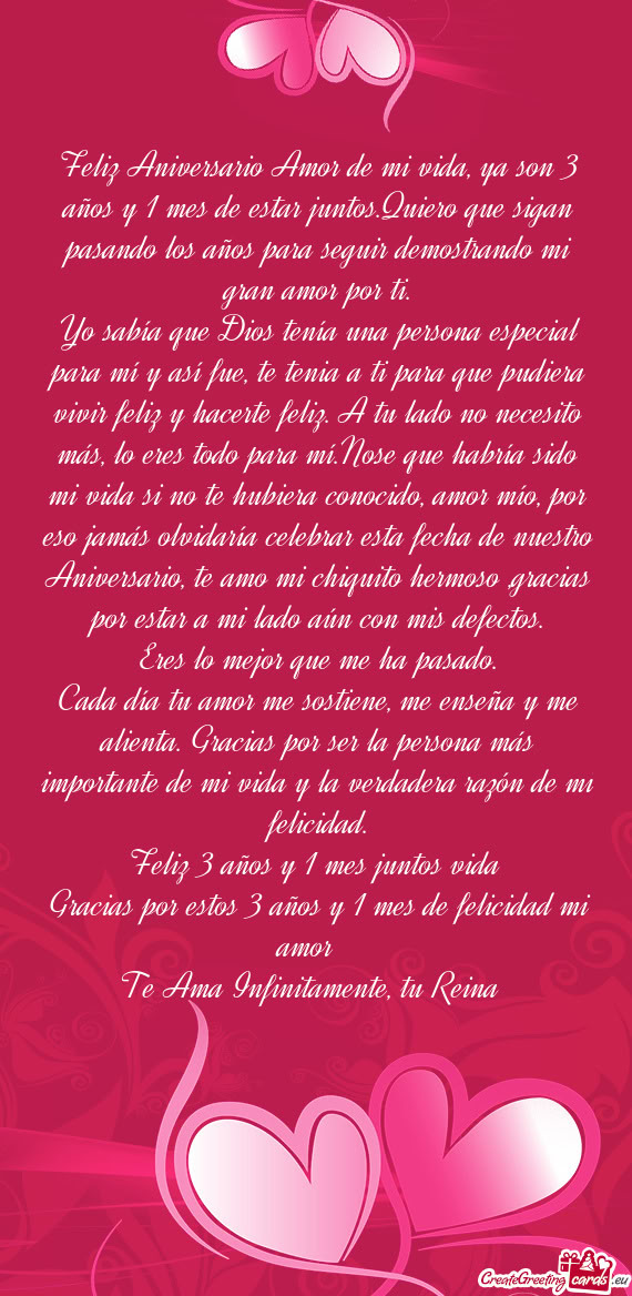Feliz Aniversario Amor de mi vida, ya son 3 años y 1 mes de estar juntos.Quiero que sigan pasando l