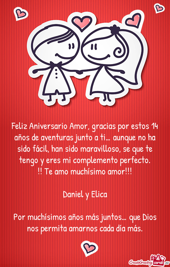 Feliz Aniversario Amor, gracias por estos 14 años de aventuras junto a ti… aunque no ha sido fác