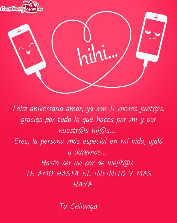Feliz aniversario amor, ya son 11 meses junt@s, gracias por todo lo qué haces por mi y por nuestr@s