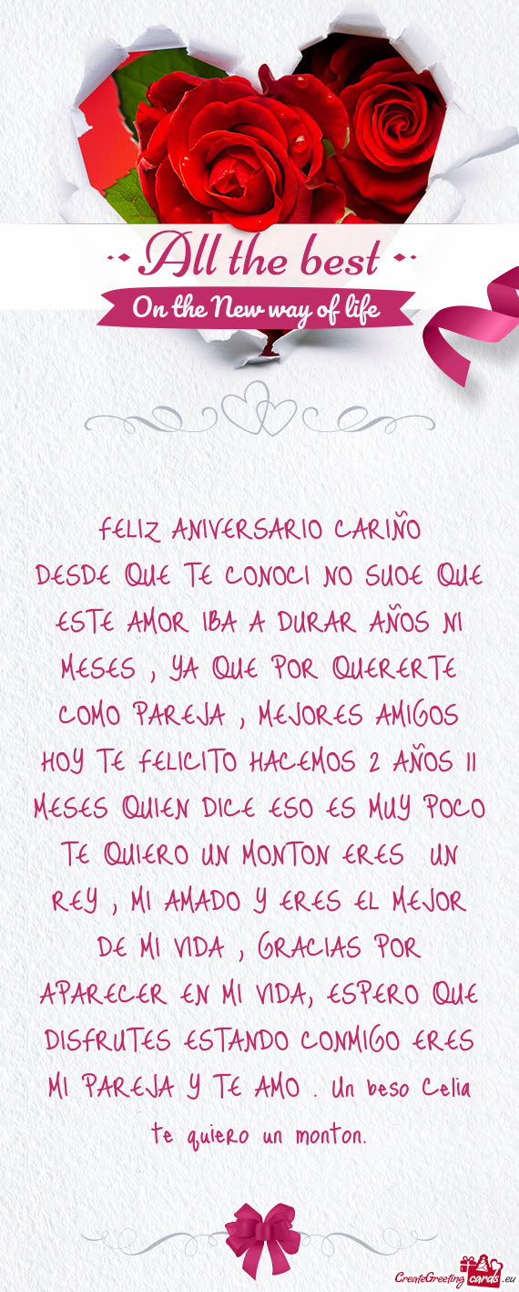 FELIZ ANIVERSARIO CARIÑO