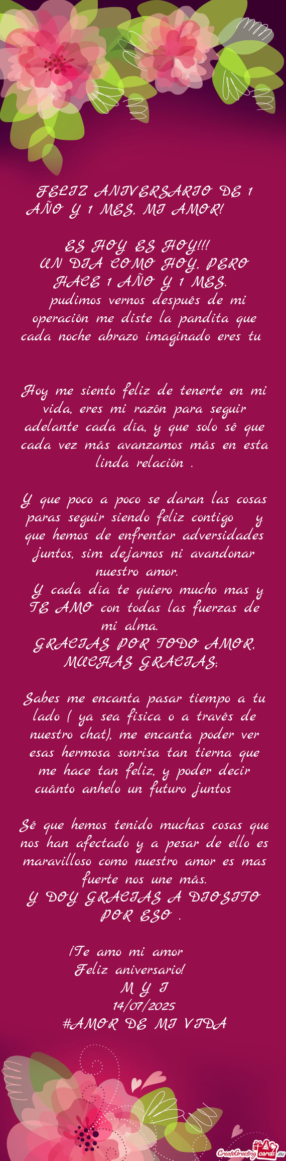 FELIZ ANIVERSARIO DE 1 AÑO Y 1 MES, MI AMOR!🥰🫂😘❤️