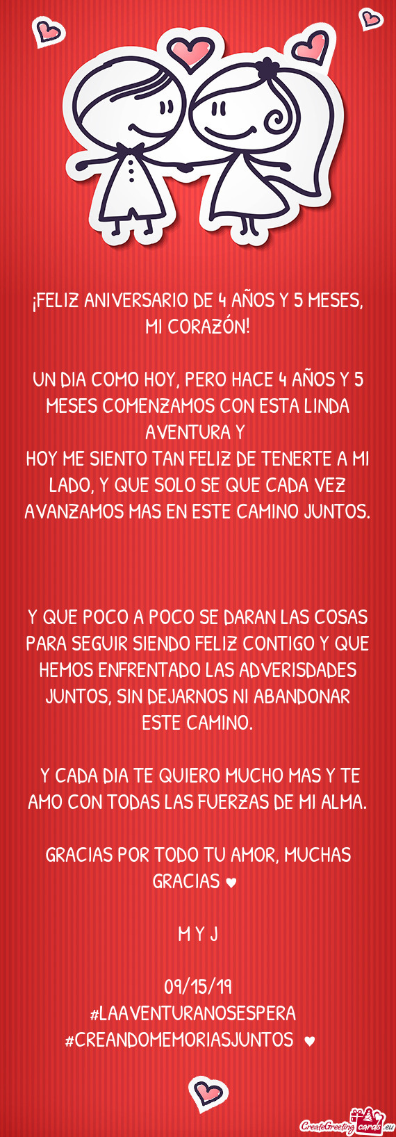 ¡FELIZ ANIVERSARIO DE 4 AÑOS Y 5 MESES, MI CORAZÓN