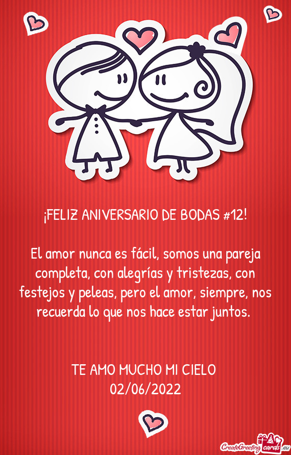 ¡FELIZ ANIVERSARIO DE BODAS #12