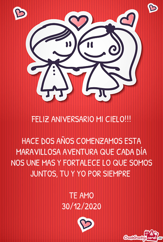 FELIZ ANIVERSARIO MI CIELO