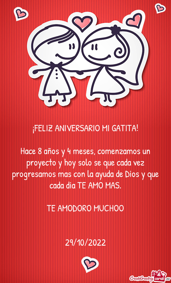 ¡FELIZ ANIVERSARIO MI GATITA