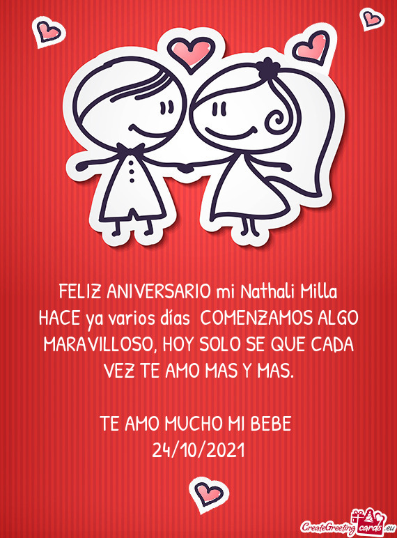 FELIZ ANIVERSARIO mi Nathali Milla