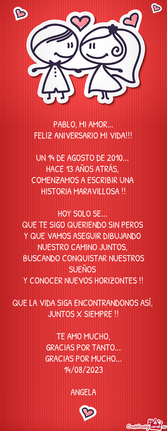 FELIZ ANIVERSARIO MI VIDA