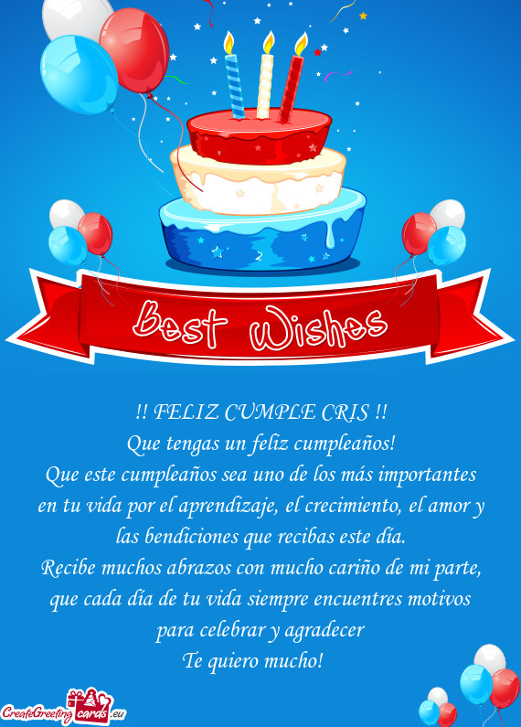 FELIZ CUMPLE CRIS