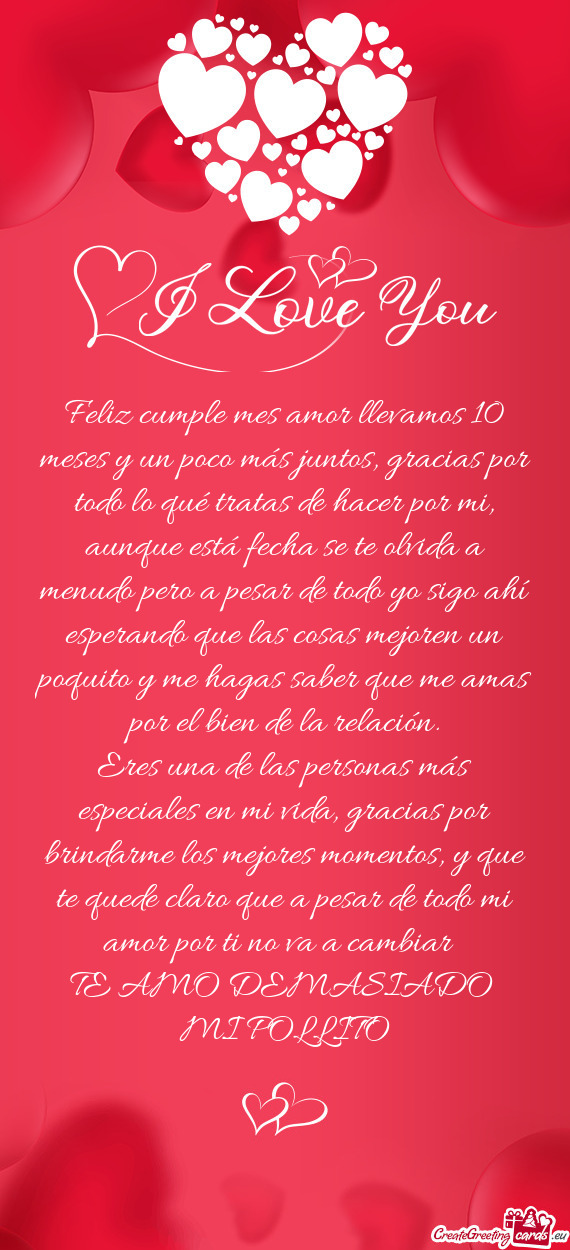 Feliz cumple mes amor llevamos 10 meses y un poco más juntos, gracias por todo lo qué tratas de ha