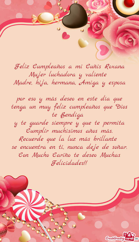 Feliz Cumpleaños a mi Cuñis Roxana