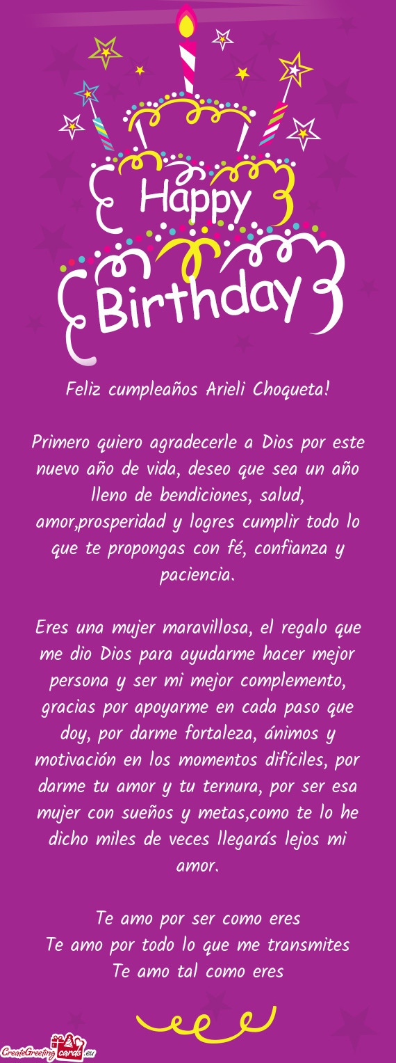 Feliz cumpleaños Arieli Choqueta