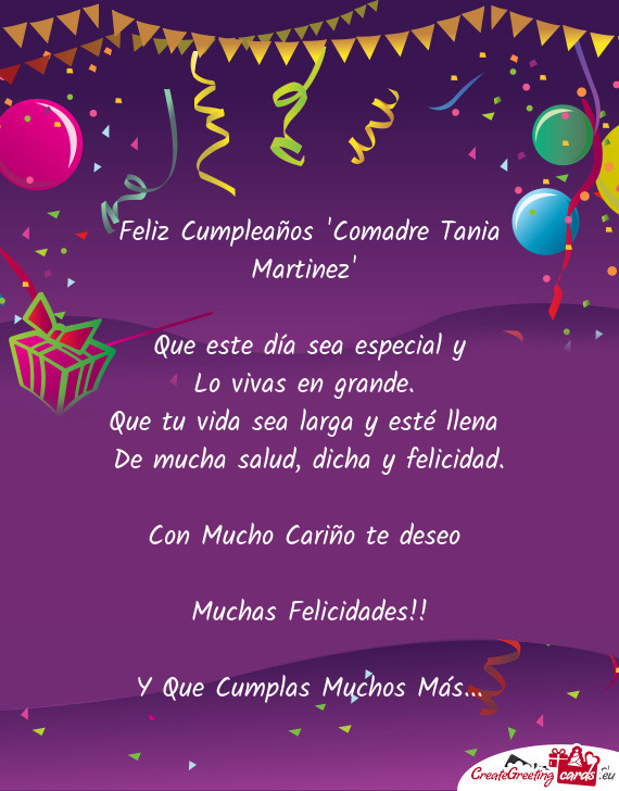 Feliz Cumpleaños "Comadre Tania Martinez"