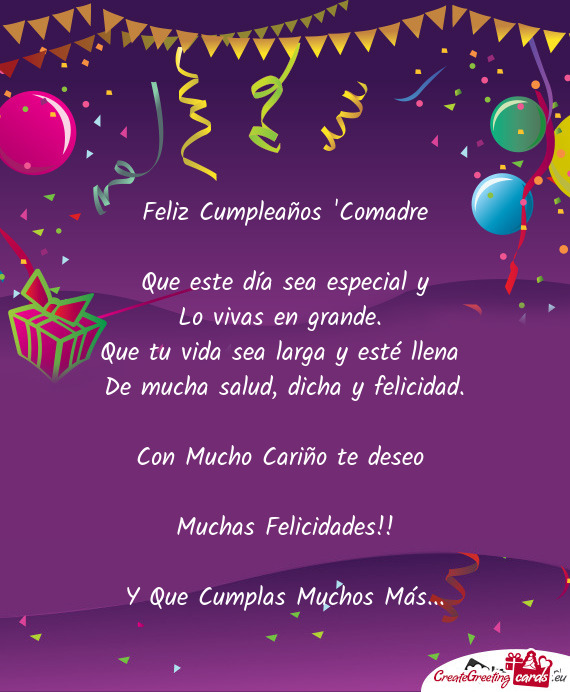 Feliz Cumpleaños "Comadre