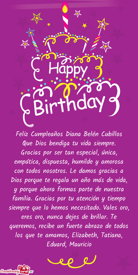 Feliz Cumpleaños Diana Belén Cubillos