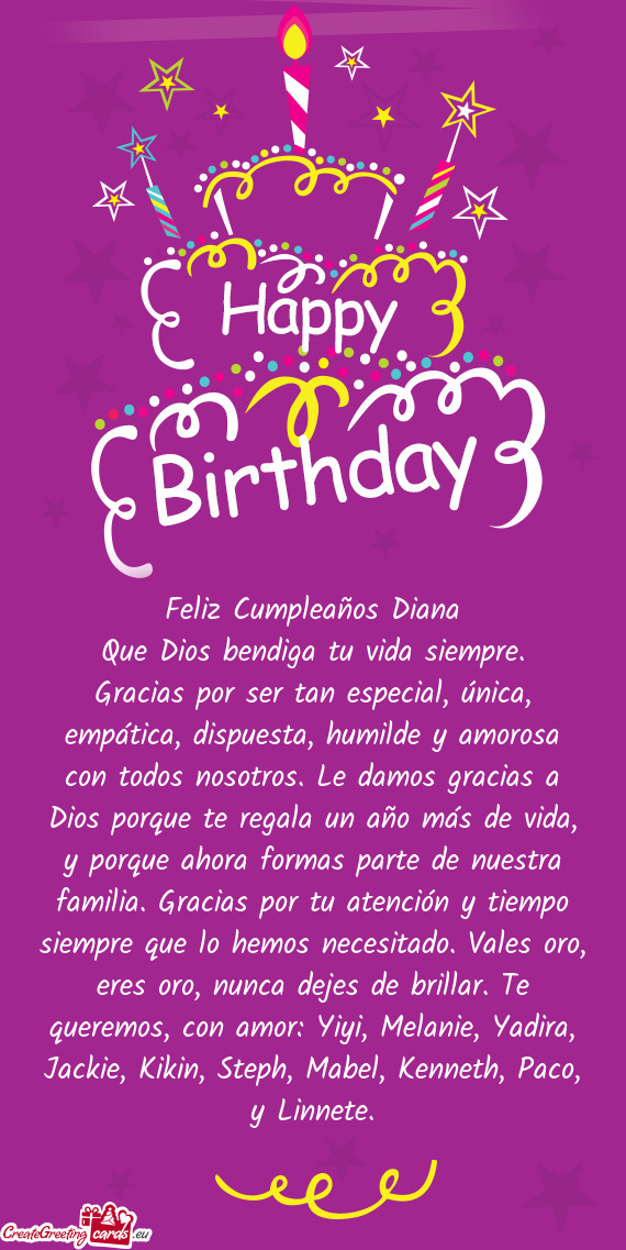 Feliz Cumpleaños Diana