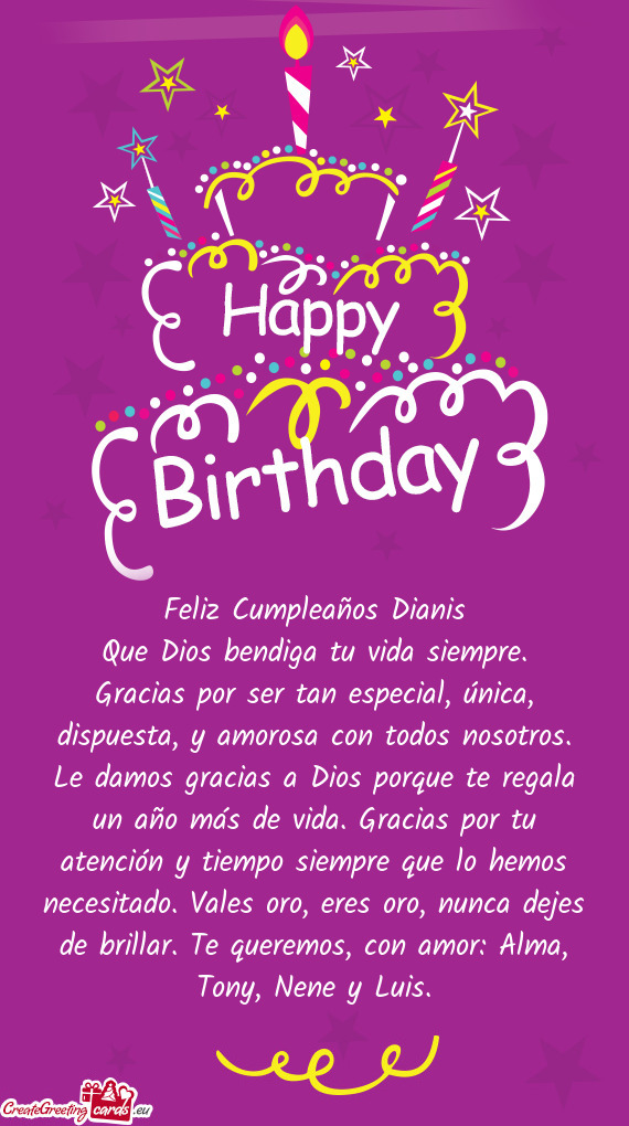 Feliz Cumpleaños Dianis