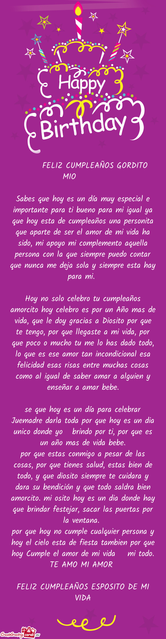 ♥ ♥ ♥FELIZ CUMPLEAÑOS GORDITO MIO ♥ ♥ ♥