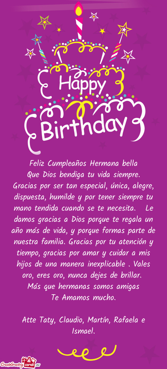 Feliz Cumpleaños Hermana bella