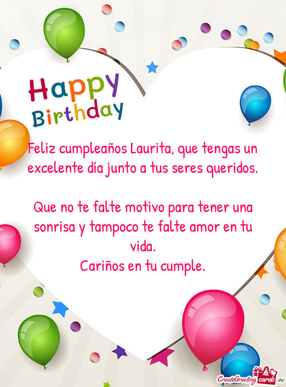 Feliz cumpleaños Laurita, que tengas un excelente día junto a tus seres queridos