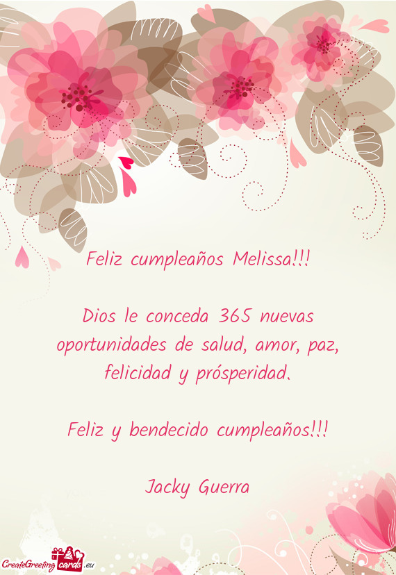 Feliz cumpleaños Melissa