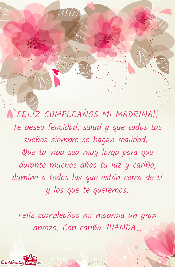 FELIZ CUMPLEAÑOS MI MADRINA