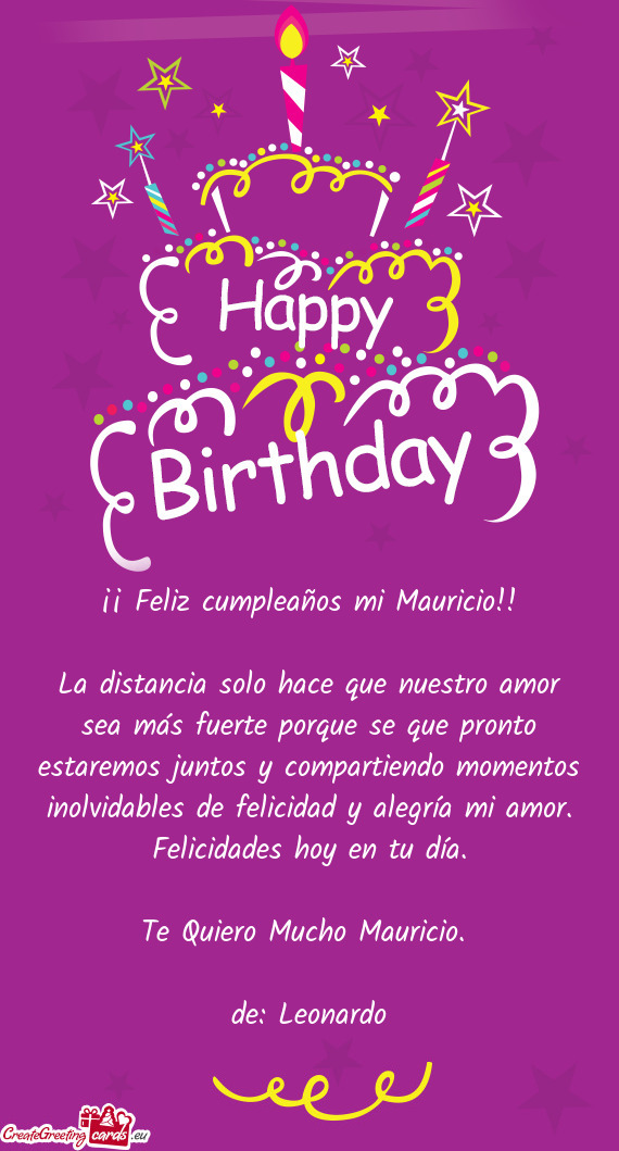 ¡¡ Feliz cumpleaños mi Mauricio