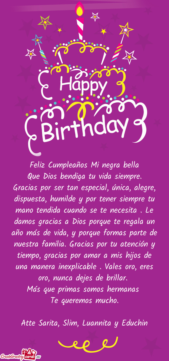 Feliz Cumpleaños Mi negra bella