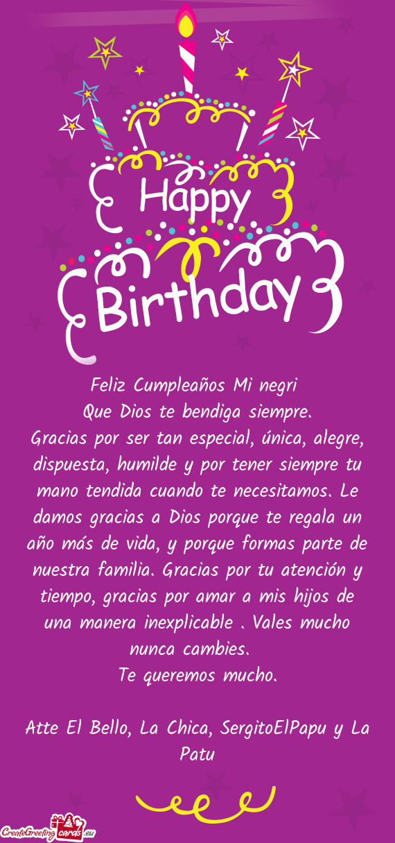 Feliz Cumpleaños Mi negri