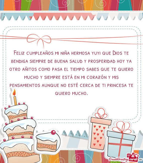 Feliz cumpleaños mi niña hermosa yuyi que Dios te bendiga siempre de buena salud y prosperidad hoy