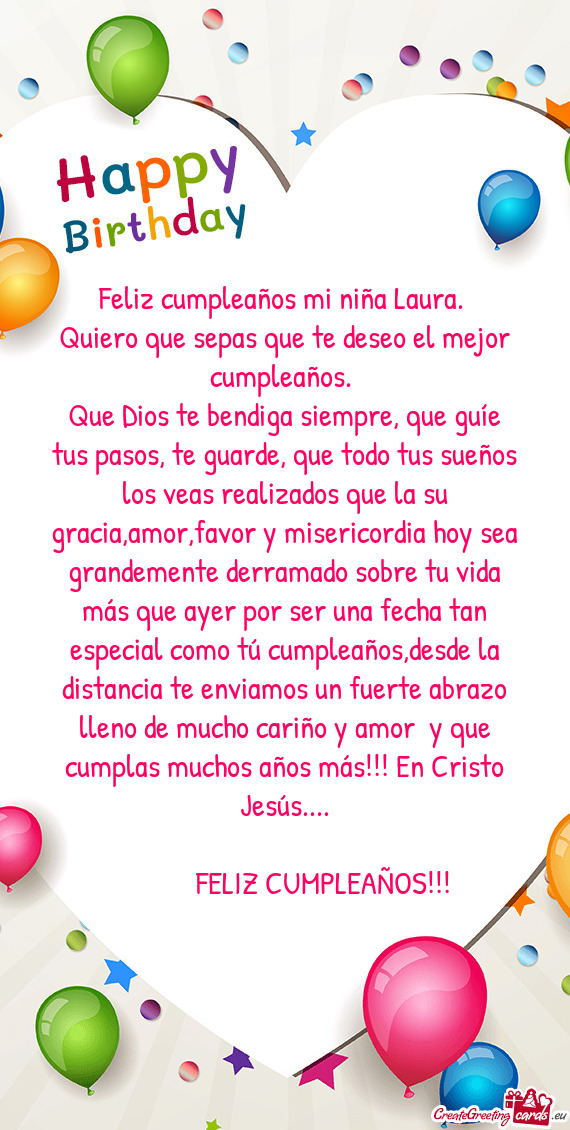 Feliz cumpleaños mi niña Laura