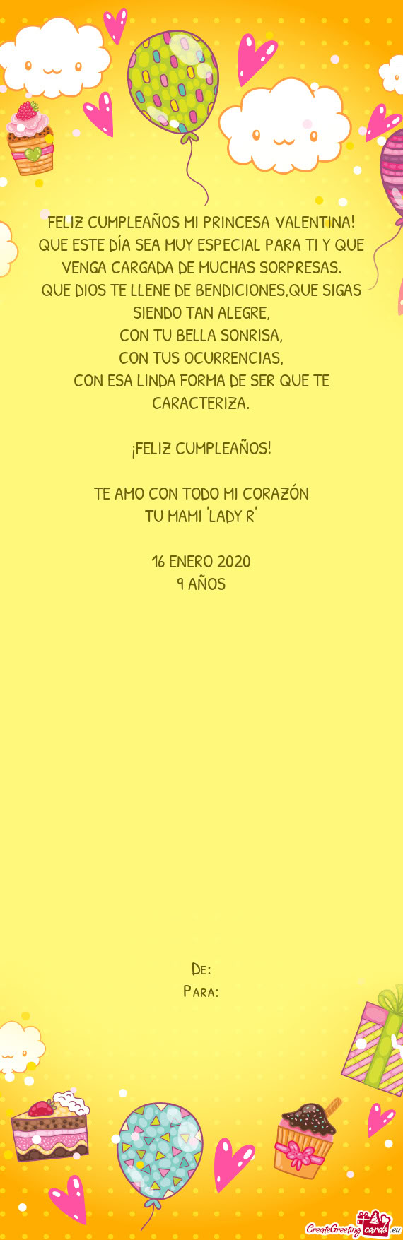 FELIZ CUMPLEAÑOS MI PRINCESA VALENTINA