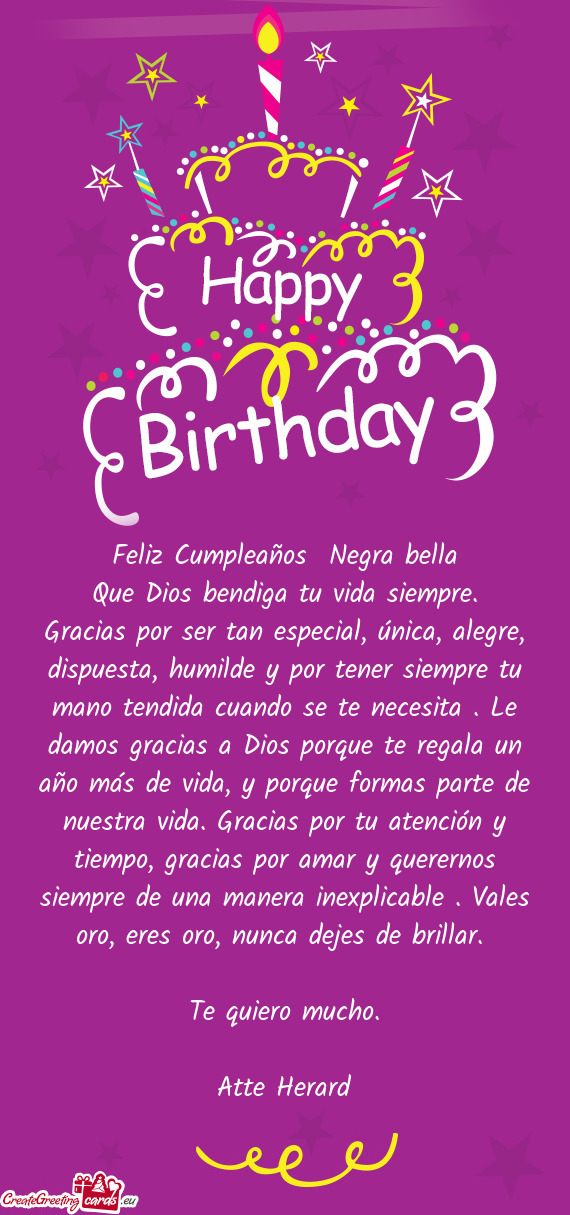 Feliz Cumpleaños Negra bella