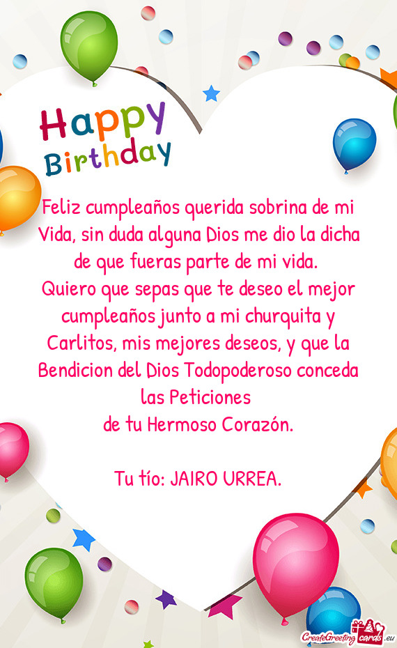 Feliz cumpleaños querida sobrina de mi Vida, sin duda alguna Dios me dio la dicha de que fueras par