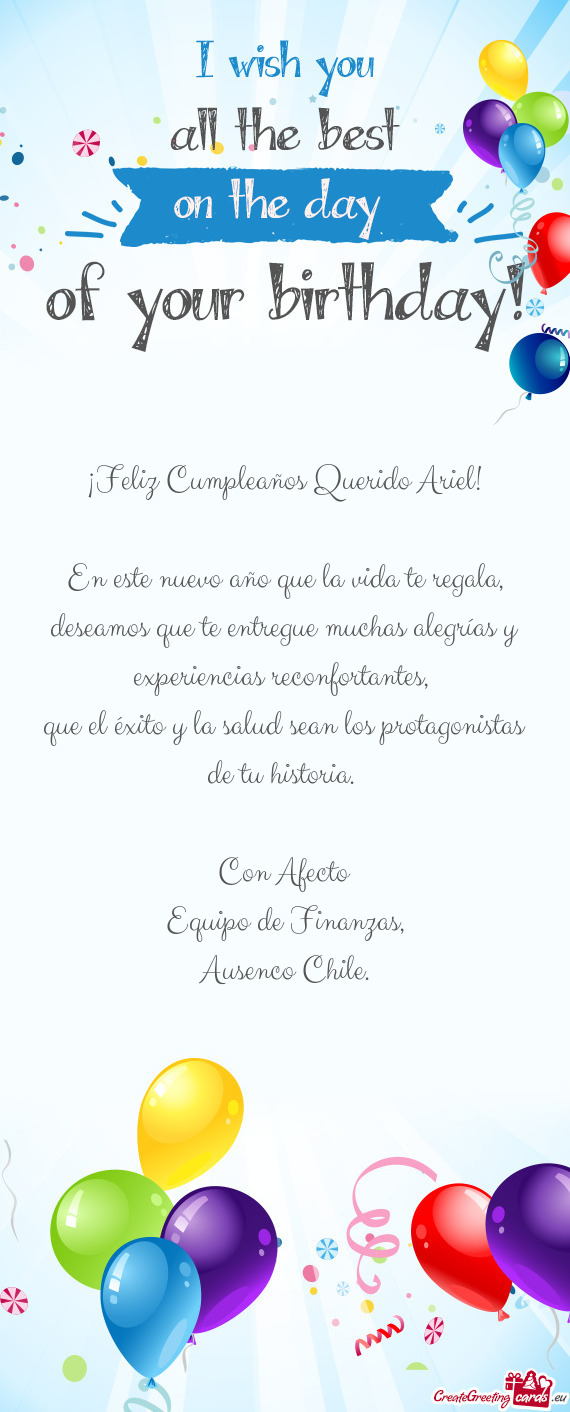 ¡Feliz Cumpleaños Querido Ariel