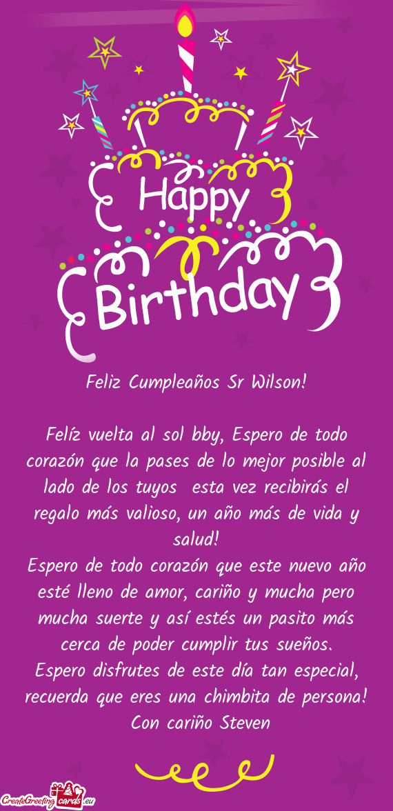 Feliz Cumpleaños Sr Wilson