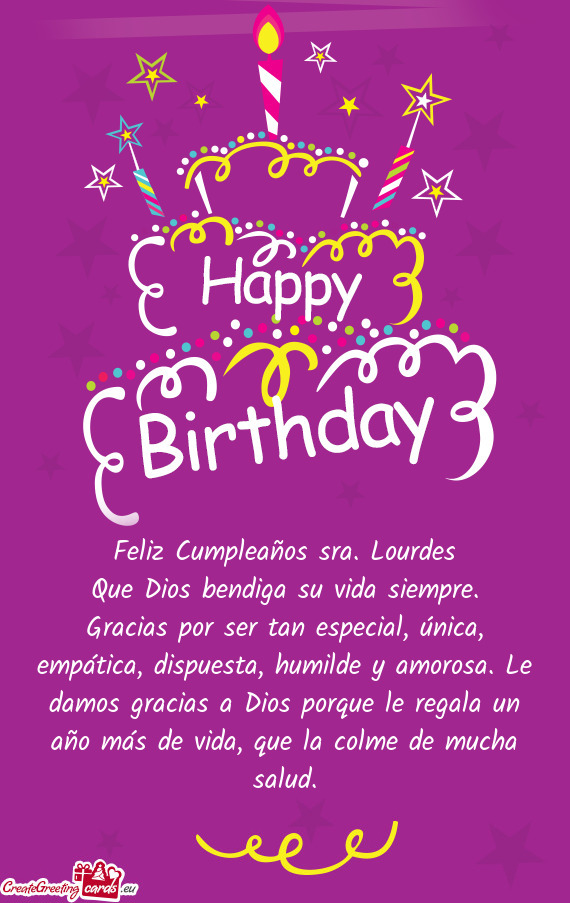 Feliz Cumpleaños sra. Lourdes