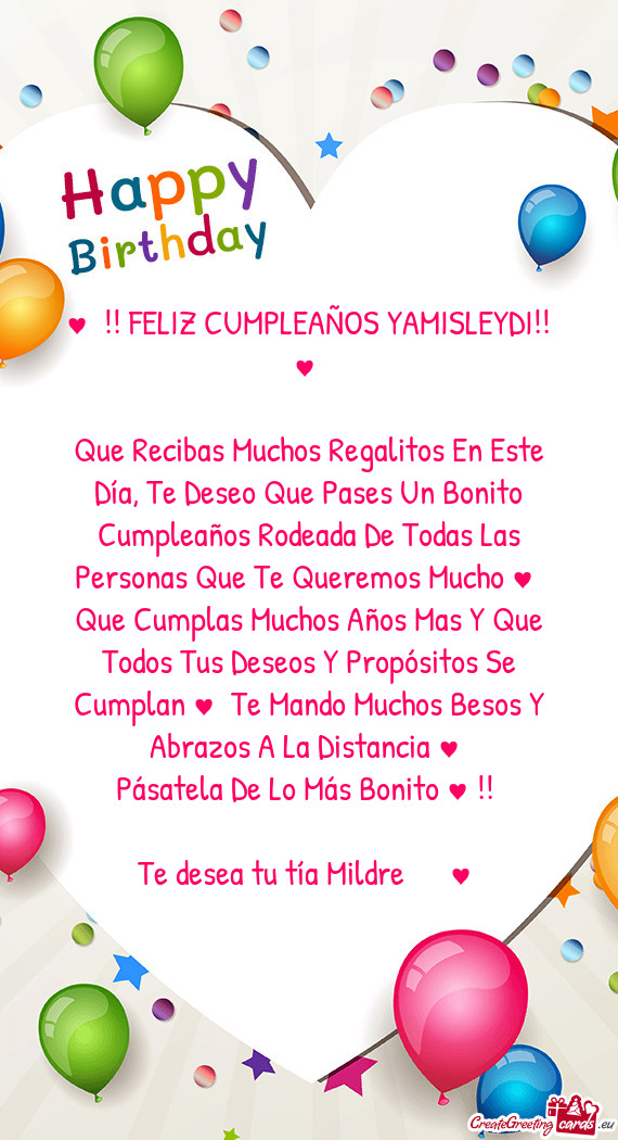 ♥️ !! FELIZ CUMPLEAÑOS YAMISLEYDI!! ♥️