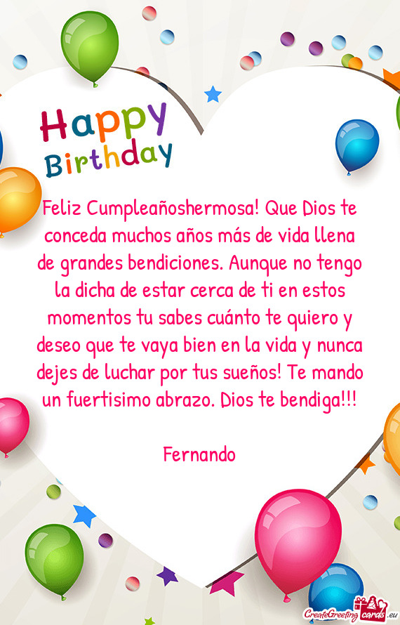 Feliz Cumpleañoshermosa! Que Dios te conceda muchos años más de vida llena de grandes bendiciones