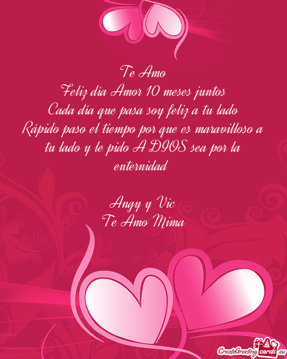 Feliz día Amor 10 meses juntos