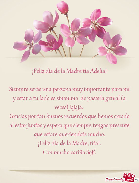 ¡Feliz día de la Madre tía Adelia