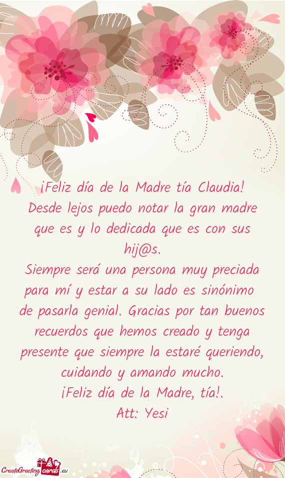 ¡Feliz día de la Madre tía Claudia