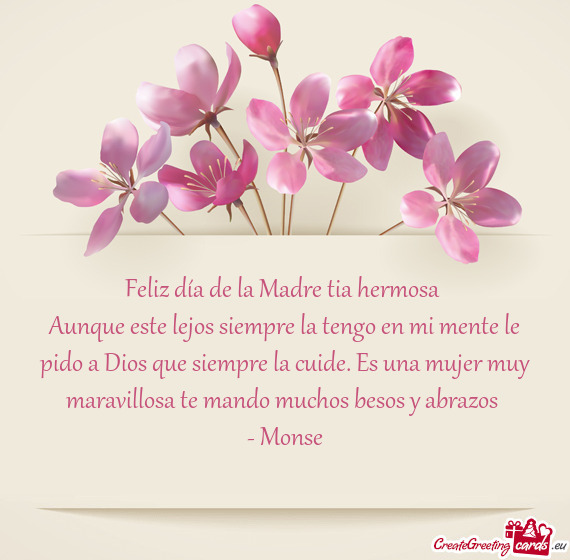 Feliz día de la Madre tia hermosa