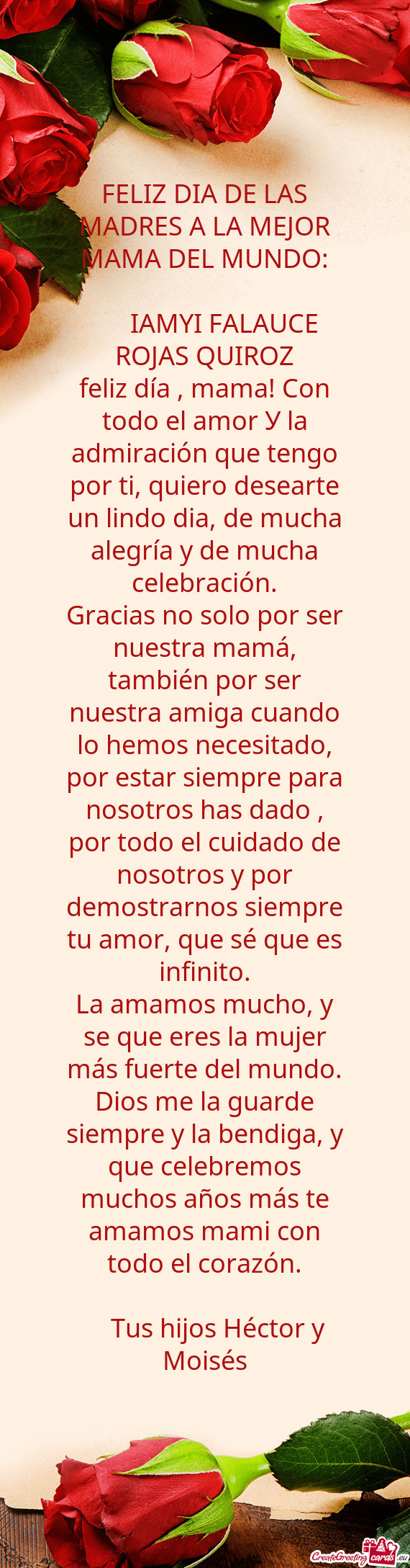 FELIZ DIA DE LAS MADRES A LA MEJOR MAMA DEL MUNDO