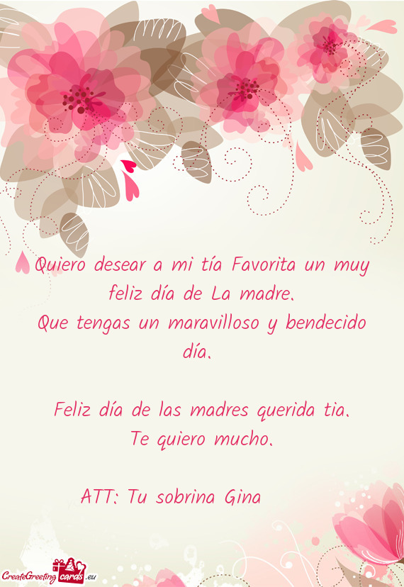 Feliz día de las madres querida tia