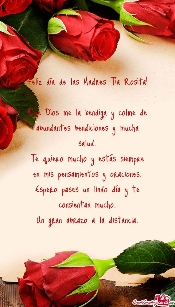 Feliz día de las Madres Tia Rosita