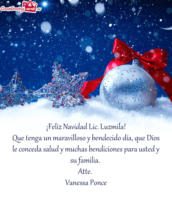 ¡Feliz Navidad Lic. Luzmila