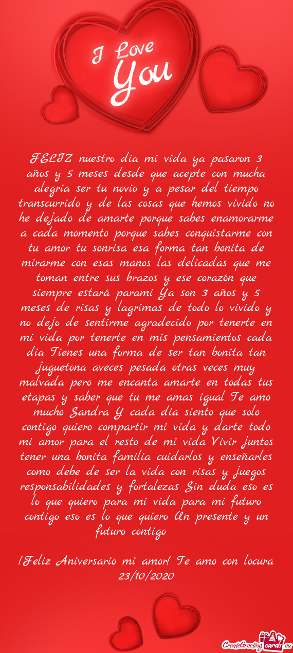 FELIZ nuestro dia mi vida ya pasaron 3 años y 5 meses desde que acepte con mucha alegria ser tu nov