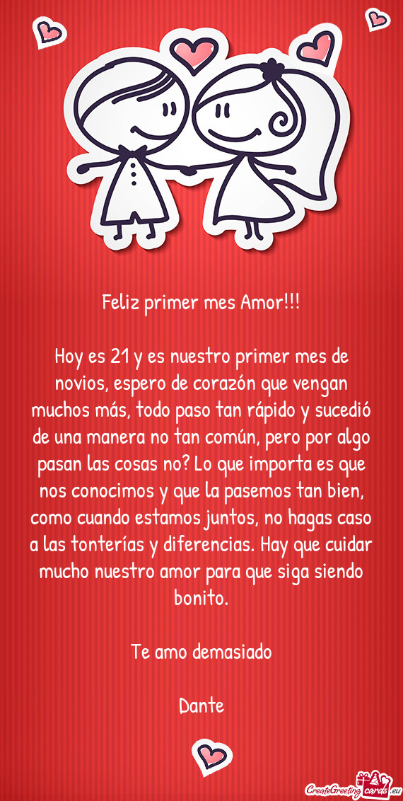 Feliz primer mes Amor