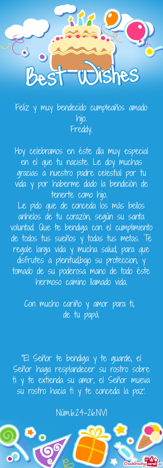 Feliz y muy bendecido cumpleaños amado hijo