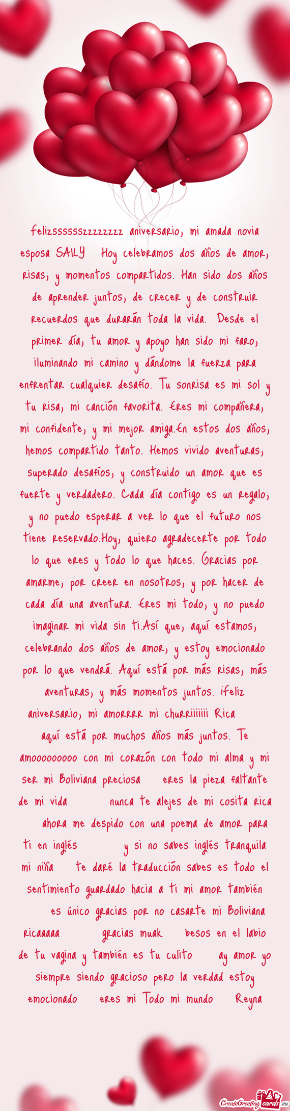 Felizsssssszzzzzzzz aniversario, mi amada novia esposa SAILY🎉 Hoy celebramos dos años de amor, r